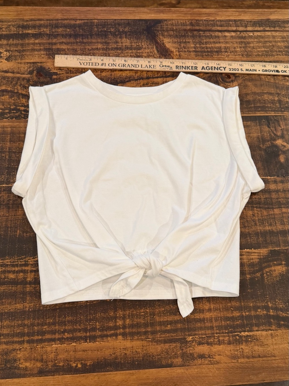 Commense White Tie-Front Sleeveless Crop Top